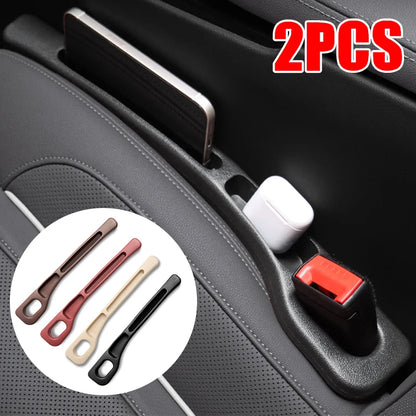 Car Seat Gap Filler 2-Pack - Premium Leather Side Pocket Organizer for All Vehicles