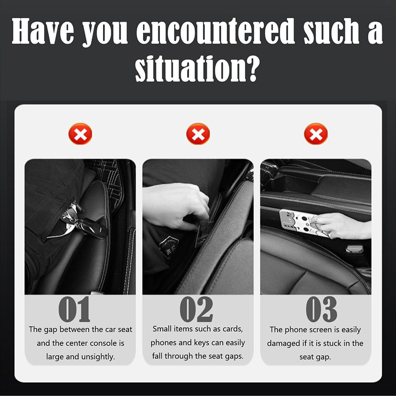 Car Seat Gap Filler 2-Pack - Premium Leather Side Pocket Organizer for All Vehicles